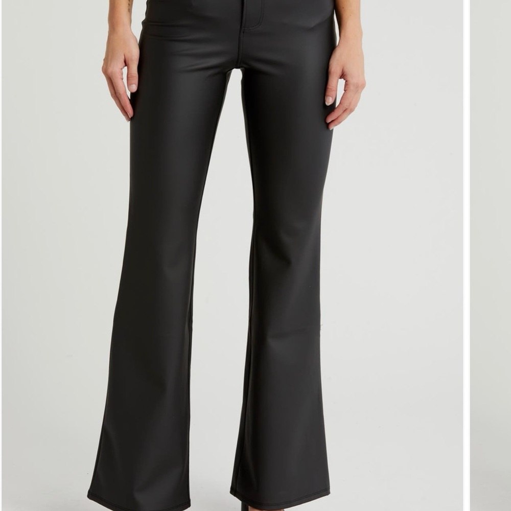 Good American Coated Black Flared Pants